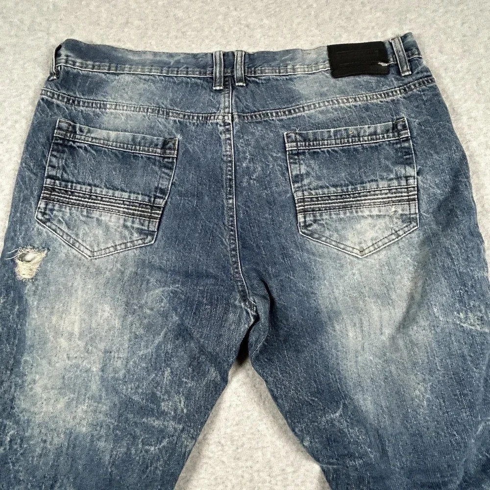 Southpole Jeans Mens Size 40x32 Blue Distressed Tapered Moto Acid‎ Wash VTG Y2K